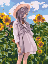 " ФРЕЯ" PNB/ PM- 110 Набор для раскрашивания по номерам 40 х 30 см " Аниме- девочка в подсолнухах" 